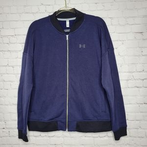Under Armour Womens Navy Fleece Loose Threadborne Track Jacket Athletic NWT